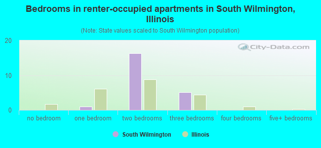 Bedrooms in renter-occupied apartments in South Wilmington, Illinois