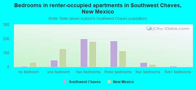 Bedrooms in renter-occupied apartments in Southwest Chaves, New Mexico