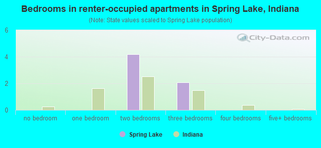Bedrooms in renter-occupied apartments in Spring Lake, Indiana
