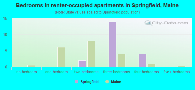 Bedrooms in renter-occupied apartments in Springfield, Maine