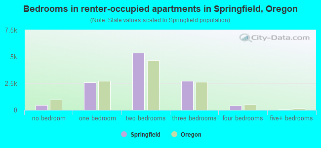 Bedrooms in renter-occupied apartments in Springfield, Oregon