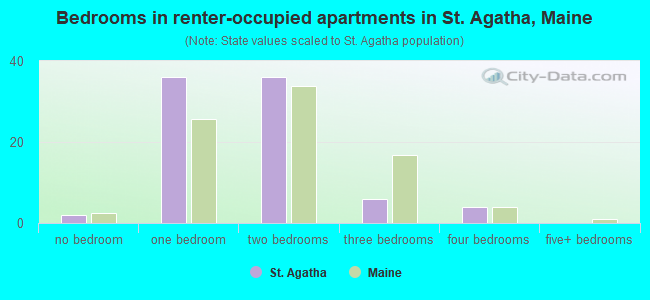 Bedrooms in renter-occupied apartments in St. Agatha, Maine