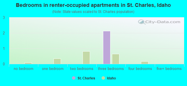 Bedrooms in renter-occupied apartments in St. Charles, Idaho