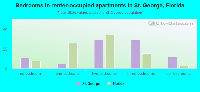 Bedrooms in renter-occupied apartments in St. George, Florida