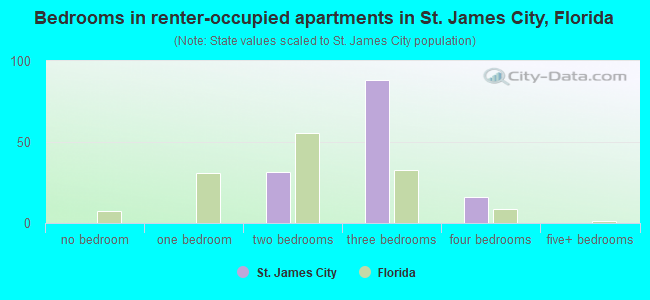 Bedrooms in renter-occupied apartments in St. James City, Florida