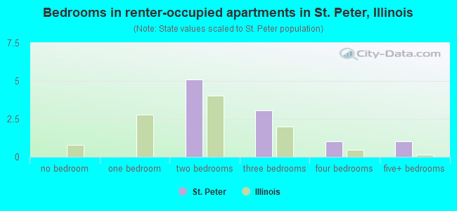 Bedrooms in renter-occupied apartments in St. Peter, Illinois