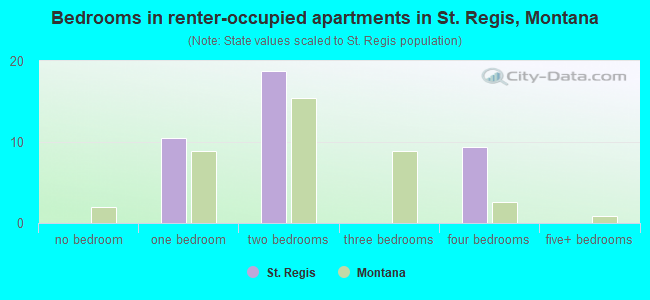 Bedrooms in renter-occupied apartments in St. Regis, Montana