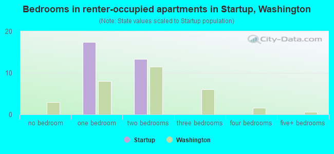 Bedrooms in renter-occupied apartments in Startup, Washington