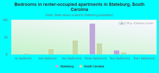 Bedrooms in renter-occupied apartments in Stateburg, South Carolina