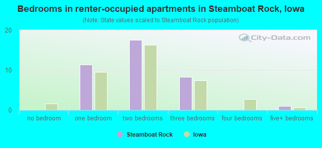 Bedrooms in renter-occupied apartments in Steamboat Rock, Iowa