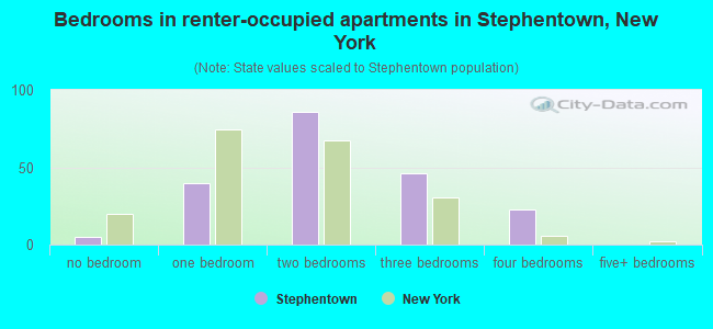 Bedrooms in renter-occupied apartments in Stephentown, New York