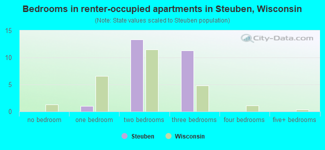 Bedrooms in renter-occupied apartments in Steuben, Wisconsin