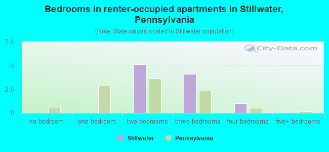 Bedrooms in renter-occupied apartments in Stillwater, Pennsylvania