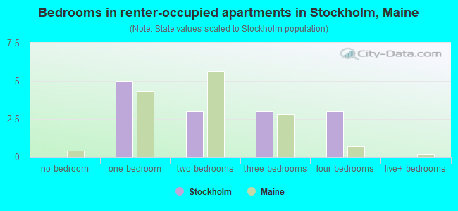 Bedrooms in renter-occupied apartments in Stockholm, Maine