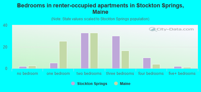 Bedrooms in renter-occupied apartments in Stockton Springs, Maine