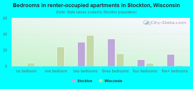 Bedrooms in renter-occupied apartments in Stockton, Wisconsin