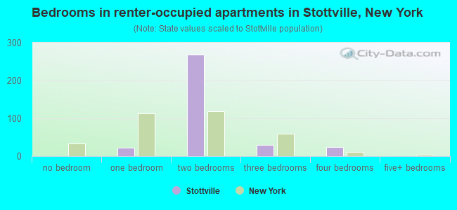 Bedrooms in renter-occupied apartments in Stottville, New York