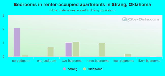 Bedrooms in renter-occupied apartments in Strang, Oklahoma
