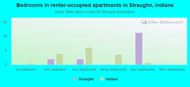 Bedrooms in renter-occupied apartments in Straughn, Indiana