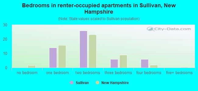 Bedrooms in renter-occupied apartments in Sullivan, New Hampshire