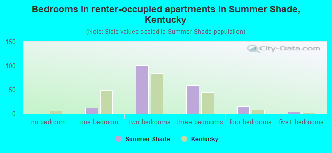 Bedrooms in renter-occupied apartments in Summer Shade, Kentucky