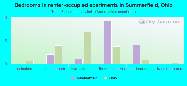 Bedrooms in renter-occupied apartments in Summerfield, Ohio