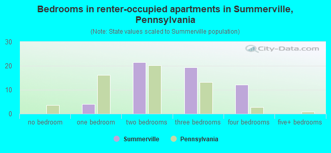 Bedrooms in renter-occupied apartments in Summerville, Pennsylvania