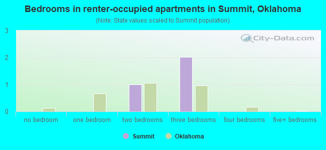Bedrooms in renter-occupied apartments in Summit, Oklahoma