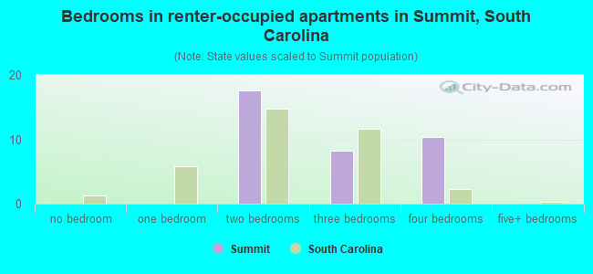 Bedrooms in renter-occupied apartments in Summit, South Carolina