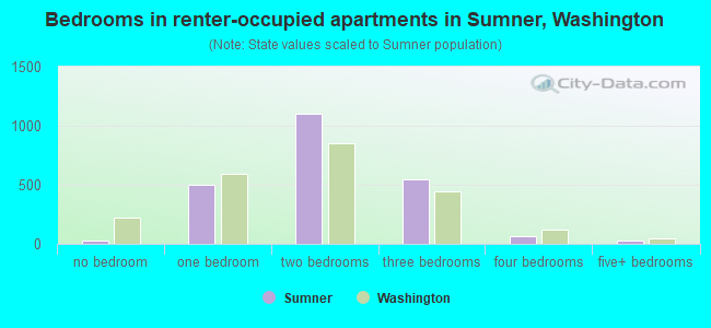 Bedrooms in renter-occupied apartments in Sumner, Washington