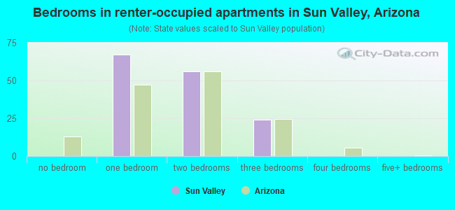 Bedrooms in renter-occupied apartments in Sun Valley, Arizona
