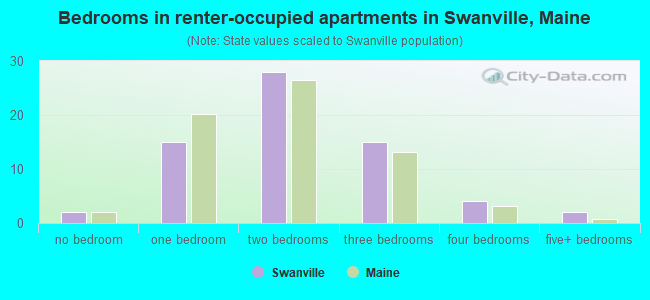 Bedrooms in renter-occupied apartments in Swanville, Maine
