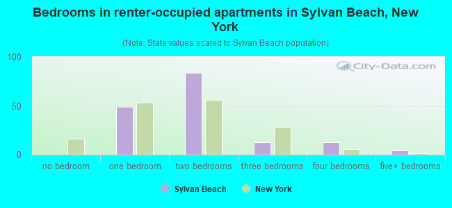 Bedrooms in renter-occupied apartments in Sylvan Beach, New York