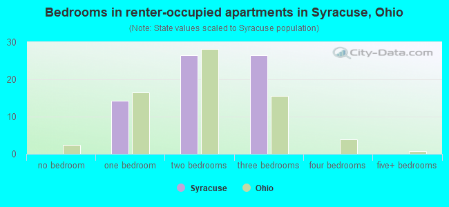 Bedrooms in renter-occupied apartments in Syracuse, Ohio