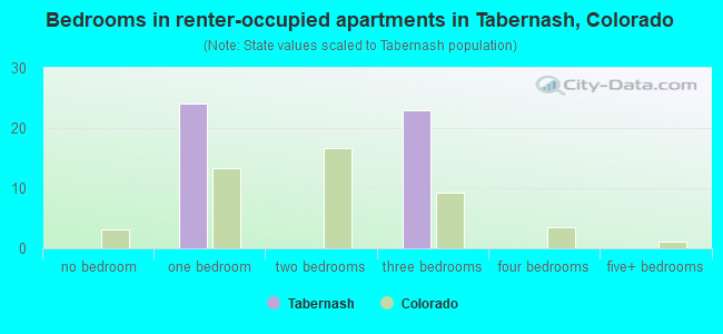 Bedrooms in renter-occupied apartments in Tabernash, Colorado