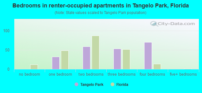 Bedrooms in renter-occupied apartments in Tangelo Park, Florida