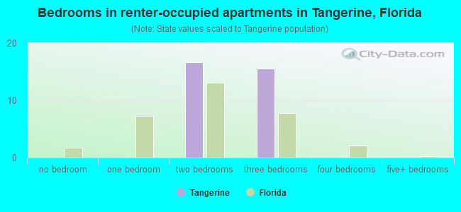 Bedrooms in renter-occupied apartments in Tangerine, Florida