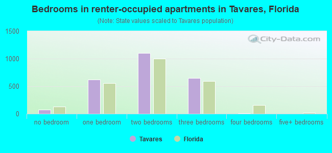 Bedrooms in renter-occupied apartments in Tavares, Florida