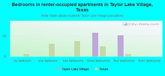 Bedrooms in renter-occupied apartments in Taylor Lake Village, Texas