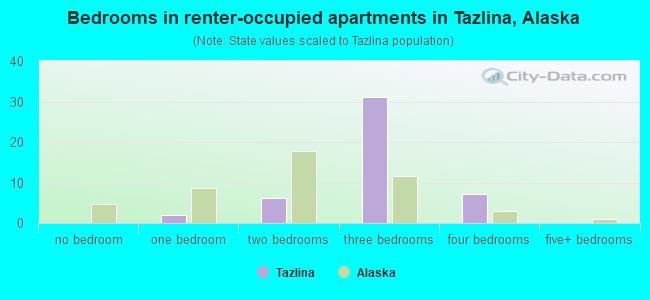 Bedrooms in renter-occupied apartments in Tazlina, Alaska