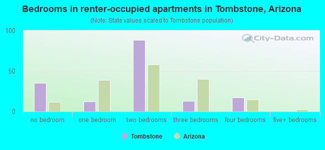Bedrooms in renter-occupied apartments in Tombstone, Arizona