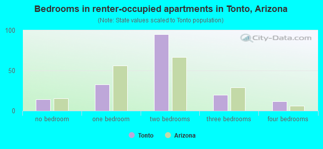 Bedrooms in renter-occupied apartments in Tonto, Arizona