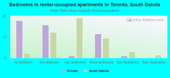 Bedrooms in renter-occupied apartments in Toronto, South Dakota