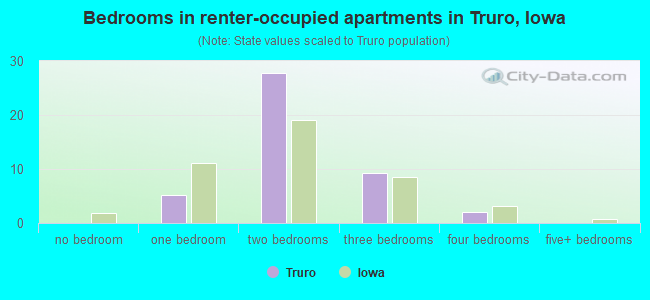Bedrooms in renter-occupied apartments in Truro, Iowa