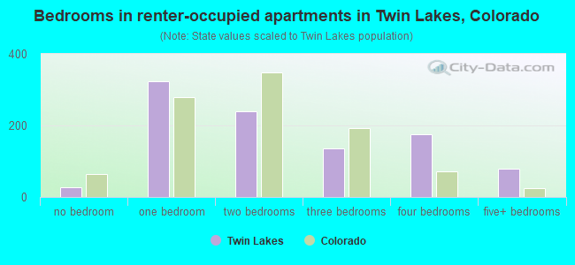 Bedrooms in renter-occupied apartments in Twin Lakes, Colorado
