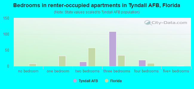 Bedrooms in renter-occupied apartments in Tyndall AFB, Florida