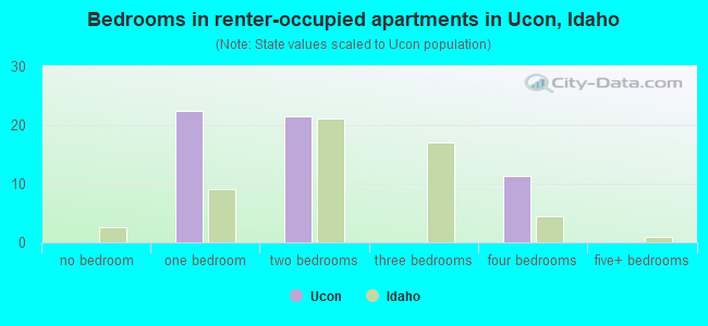 Bedrooms in renter-occupied apartments in Ucon, Idaho
