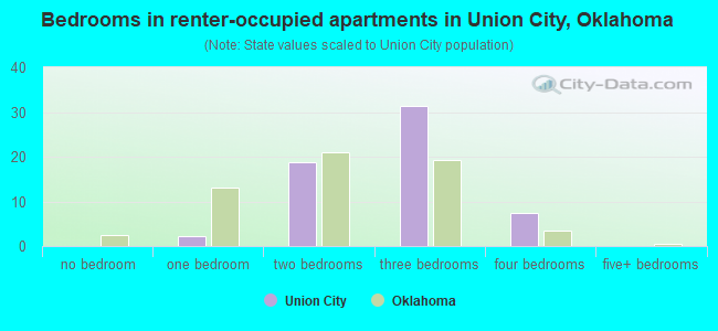 Bedrooms in renter-occupied apartments in Union City, Oklahoma