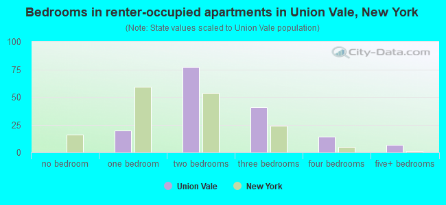 Bedrooms in renter-occupied apartments in Union Vale, New York