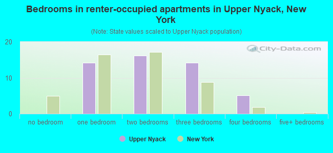 Bedrooms in renter-occupied apartments in Upper Nyack, New York